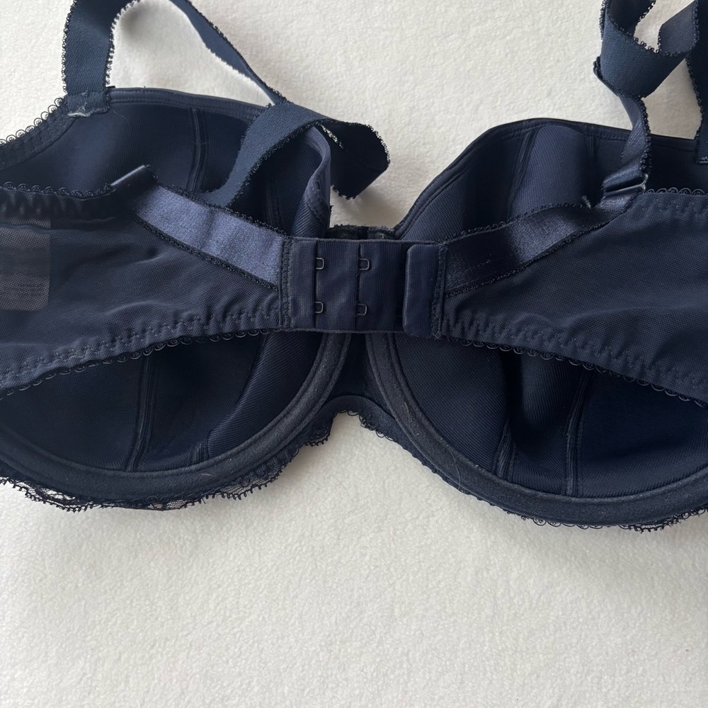 Fantasie Navy and Cream Lace padded half cup Bra 34G - Picture 5 of 6